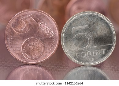 Five Forint And Euro Cent Coin Reverse