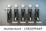 Five high voltage switch on the wall