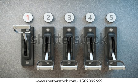 Five high voltage switch on the wall