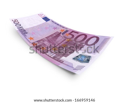 five hundred euro banknote. Isolated on white background