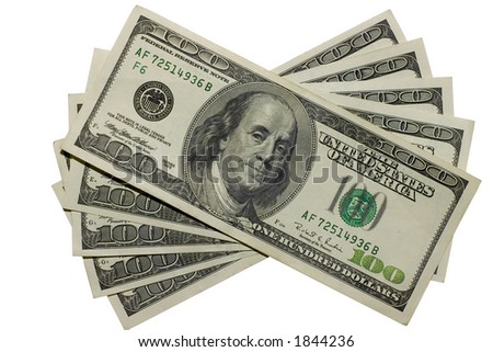 The five hundreds dollars with clipping path