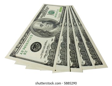 The five hundreds dollars isolated on white background