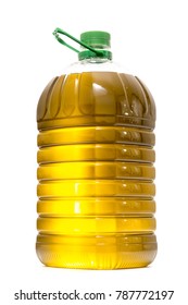 Five Litre Of Olive Oil Bottle Isolated On A White Background.