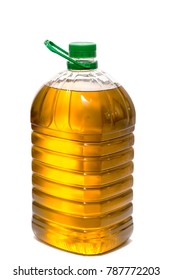 Five Litre Of Olive Oil Bottle Isolated On A White Background.