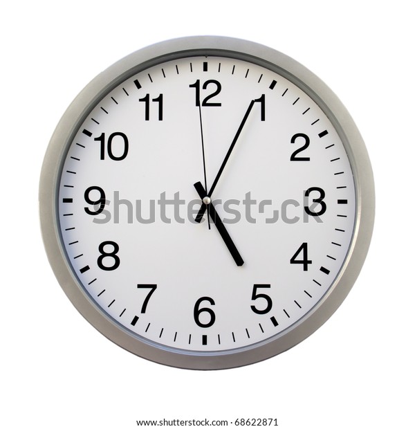 Five Oclock On White Wall Clocks Stock Photo (Edit Now) 68622871