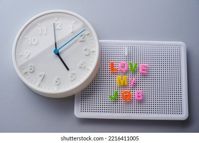 Five O'clock Wall Cloth And I Love My Job Message On Letter Board