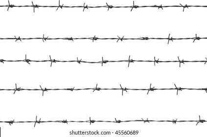five pieces of barbed wire