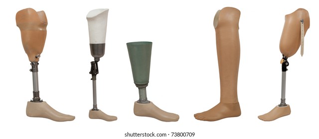 Five Prosthetic Leg Isolated On A White Background