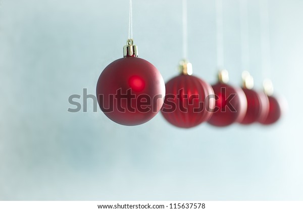 Five Red Christmas Balls Hanging Ceiling Stock Photo Edit