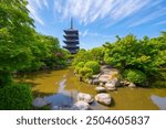 Five storey Pagoda in To-Ji Temple. To Ji Temple is a Shingon Buddhist temple in historic city of Kyoto, Japan. This temple belongs to Historic Monuments of Ancient Kyoto, a UNESCO World Heritage Site