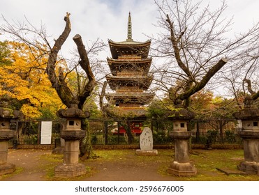 Five storied Pagoda of Toshogu Shrine in Ueno park, Tokyo, Japan