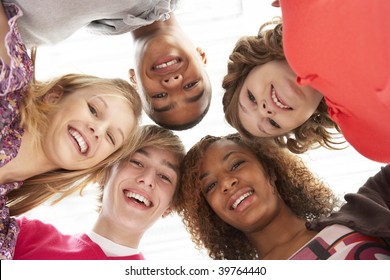 Five Teenage Friends Looking Down Into Camera - Shutterstock ID 39764440