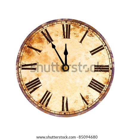five to twelve, time on vintage clock