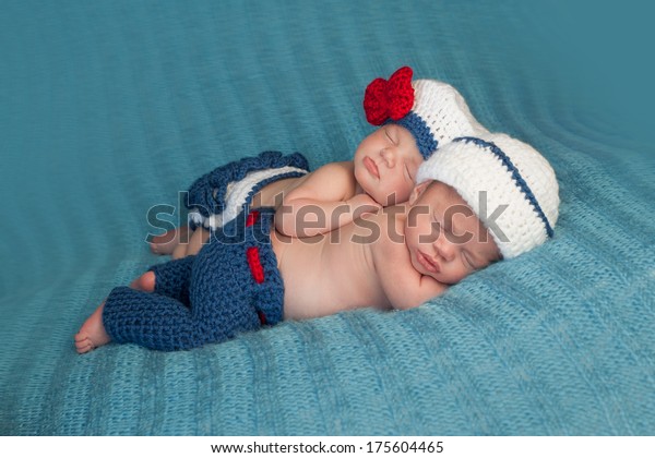 Five Week Old Sleeping Boy Girl Stock Photo (Edit Now