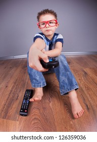 Five Years Old Boy Watching Tv