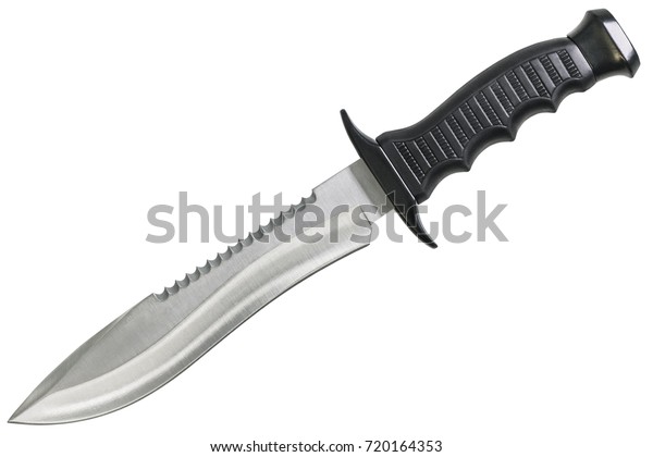 白い背景に固定刃の戦術的戦闘ハンチングサバイバルのノコギリナイフ の写真素材 今すぐ編集