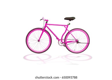 Fixed Gear Bicycle Or Fixed-wheel Bycicle Or Fixie,It Looks And Looks Like A Vintage Bycicle.isolated On White Background With Clipping Path.