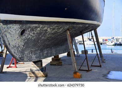 fixing the hull of a boat 