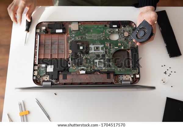 Fixing Laptop Disassembling Notebook Cleaning Cooling Stock Photo ...