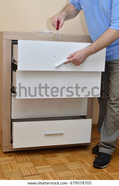 Fixing Pull On Drawer Cabinet Screwdriver Stock Photo Edit Now