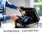 Fixing Toner Printer Or Ink Cartridge Problems. Office Photocopier