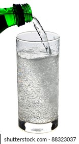 Fizzy Drink Poured Into A Glass Isolated On White Background