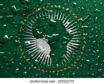 Flag Of The African Union With Rain Drops