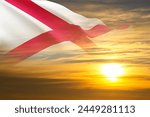 Flag of Alabama US state against the sunset. 3d-rendering