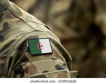 Flag Of Algeria On Military Uniform. Army, Troops, Soldiers, Africa,(collage).