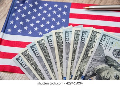 Flag Of America With Money