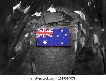 Flag Of Australia On Military Uniform (collage).