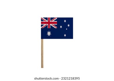 The Flag of Australia with Wooden Pole on White Background - Powered by Shutterstock