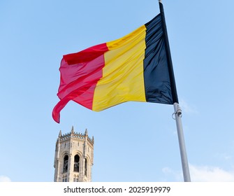 Flag of Belgium in Bruges, Belgium