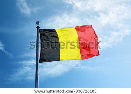 Flag of Belgium on the mast