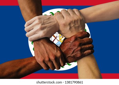 Flag Of Belize, Intergration Of A Multicultural Group Of Young People