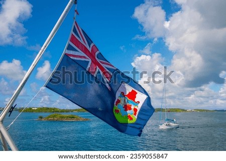 Flag of Bermuda, Government Ensign of Bermuda on Bermuda ferry boat in Hamilton Harbour neat capital of Hamilton, Bermuda.   Сток-фото © 