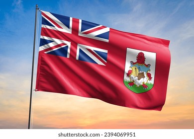 Flag of Bermuda waving flag on sunset view - Shutterstock ID 2394069951