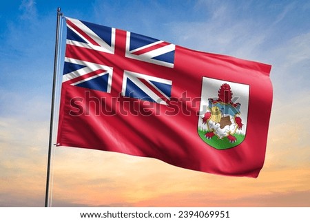 Flag of Bermuda waving flag on sunset view Сток-фото © 