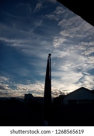 the flag blends with the sky