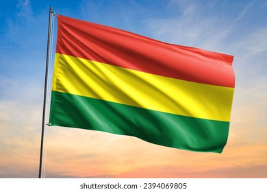 Flag of Bolivia waving flag on sunset view - Shutterstock ID 2394069805