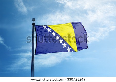 Flag of Bosnia on the mast
