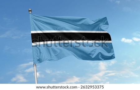 Flag of Botswana featuring light blue with a black horizontal stripe bordered by white, symbolizing peace, water, and harmony.
