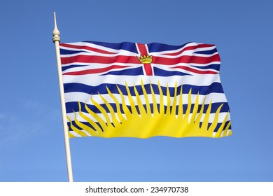 Flag of British Columbia - Canada. Based upon the shield of the provincial arms of British Columbia.