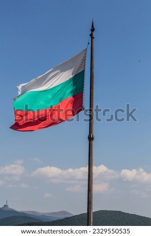 Flag of Bulgaria at the Liberty Memorial on Shipka Peak, Bulgaria