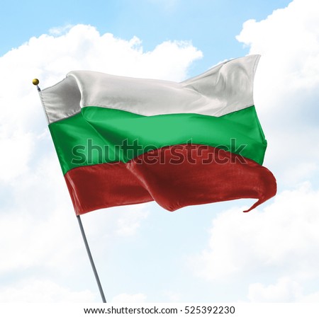 Flag of Bulgaria Raised Up in The Sky