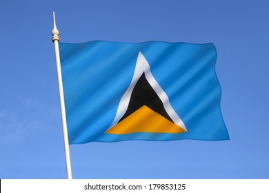 The flag of the Caribbean island of Saint Lucia was adopted on March 1 1967. The triangles represent the islands famous twin Pitons at Soufriere.