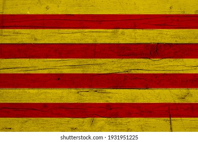 Flag of Catalonia. Wooden texture of the flag of Catalonia.