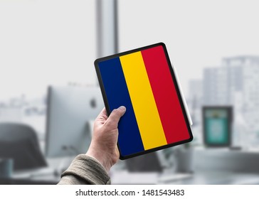 Flag of Chad on Tablet/Ipad. Chad Flag.