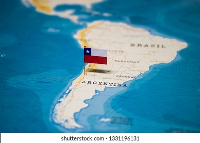 Santiago In World Map Flag Chile On Santiago World Map Stock Photo 1331196131 | Shutterstock