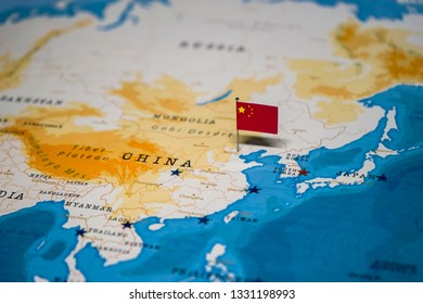 the Flag of china on the cities in the world map - Shutterstock ID 1331198993